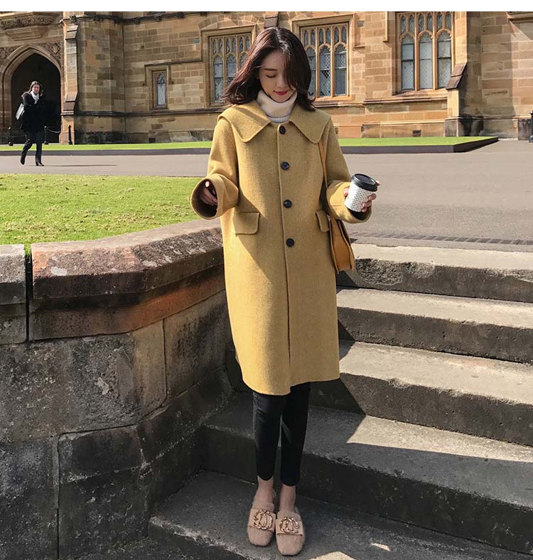 【お買い物マラソン】コート レディース 秋冬 セーラーカラー ロング丈 ポケット アウター オフィス カジュアル 大きいサイズ 全1色 S-XL