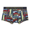 【ネコポス可:2点まで】エンポリオアルマーニ:ALL OVER EAGLE MICROFIBER ボクサーパンツ (マルチロゴ・マリン)[ボクサーパンツ/ 男性...
