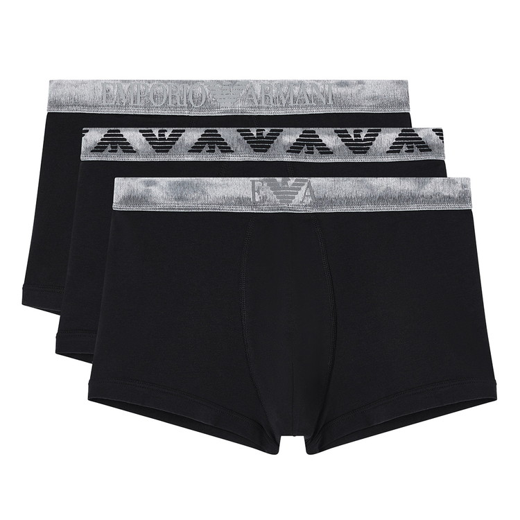 乐天商城 - エンポリオアルマーニ：SHINY LOGOBAND 3PK ボクサーパンツ 3PK (ブラック)[ボクサーパンツ/ 男性下着/ メンズインナー/人気ブランド/おすすめギフト/誕生日プレゼント/メンズファッション]