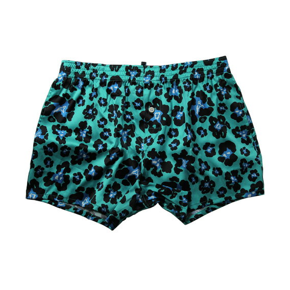 ディースクエアード：SILK STRETCH LEOPARD ボクサーショーツ (ターコイズ)[ボクサーパンツ 男性下着 メンズインナー 人気ブランド おすすめギフト 誕生日プレゼント メンズファッション]