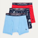 ポロラルフローレン:CLASSIC FIT COTTON ボクサーブリーフ 3PK (ハーバーアイランドブルー/デコスイマーズ/ニューカーマイン)[ボクサーパン...