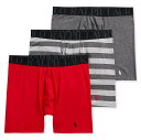 ポロラルフローレン:CLASSIC FIT STRETCH ボクサーブリーフ 3PK (RL2000レッド/チャコールヘザー-ストライプ/チャコールヘザー)[ボ...