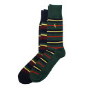 【ネコポス可:1点まで】ポロラルフローレン:REPP STRIPE SLACK ソックス 2PK (ネイビー/グリーン)[ソックス/ 男性下着/ メンズインナー...