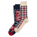 【ネコポス可:1点まで】ポロラルフローレン:PLAID & BANDANA SLACK ソックス 2PK (クリーム/ネイビー)[ソックス/ 男性下着/ メンズ...