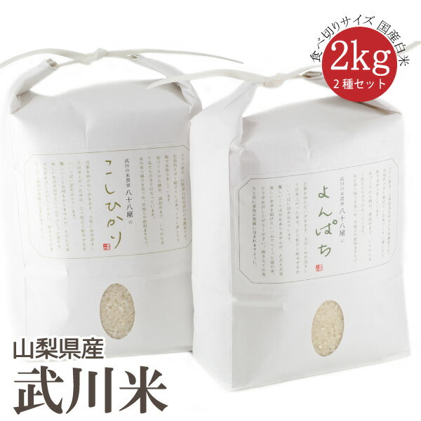 【山梨県産　武川米】 令和元年度 農林48号 新米 よんぱち米 予約 ヨンパチ こしひかり コシヒカリ 白米 精米 2kg 食べ切りサイズ 2個セット 南アルプス 北杜市 梨北米 武川米 ご飯 ライス 米 おこめ お米