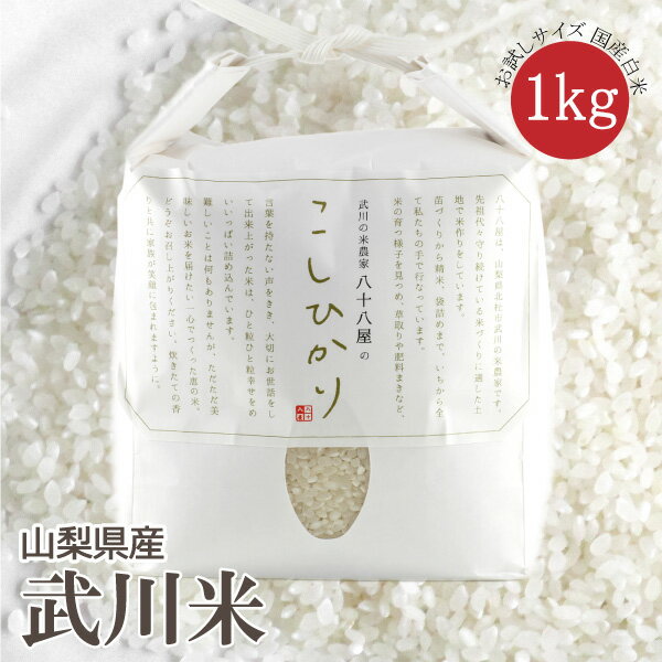 【山梨県産 武川米】 令和4年度 コシヒカリ 新米 こしひかり 白米 精米 1kg ...