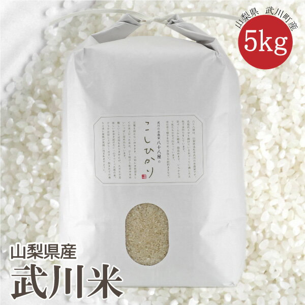 【山梨県産 武川米】 令和6年度 コシヒカリ 新米 こしひかり 白米 精米 5kg ご自宅用 南アルプス 北杜市 梨北米 武川米 ご飯 ライス 米 おこめ お米のサムネイル