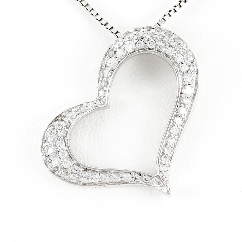 【10%OFF】ハート ネックレス ダイヤ ペンダント レディース ダイヤモンド オープンハート パヴェ ゴールド k18 18k 18金 ブラックフライデー