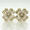 【500円OFFクーポン】ダイヤモンド ピアス k18 レディース パヴェ フラワー 花 0.7カラット 18金 18k ゴールド サマーセール