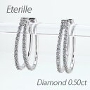 【500円OFFクーポン】ダイヤ フープピアス k18 18k ダイヤモンド レディース 中折れ オーバル 2連 ダブル エタニティ 0.5カラット ゴールド ...