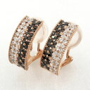 【10%OFF 500円OFFクーポン】ブラックダイヤモンド イヤリング ピアス レディース パヴェ 透かし フラワー 花 アンティーク ミル打ち 18金 18k ゴールド サマーセール