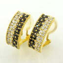 【10%OFF 500円OFFクーポン】ブラックダイヤモンド イヤリング ピアス レディース パヴェ 透かし フラワー 花 アンティーク ミル打ち 18金 18k ゴールド サマーセール