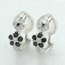 ブラックダイヤモンド イヤリング ピアス レディース フラワー 花 18金 18k k18 ゴールド ボーナスセール