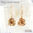 【10%OFF 1500円OFFクーポン】ブラックダイヤモンド フックピアス 18k 揺れる レディース ダイヤモンド ローズ 薔薇 フラワー 花 ピアス 18k 揺れる 一粒 ひと粒 ゆれる ブラ 18金 k18 ゴールド 父の日