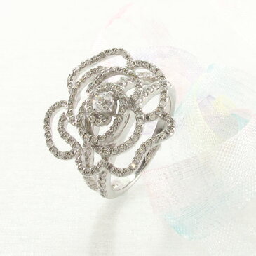 ダイヤモンド リング 指輪 レディース 薔薇 ローズ 花 ゴージャス プラチナ 1.0カラット