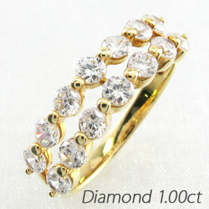 【P10倍 お買い物マラソン】ダイヤ エタニティ リング レディース ダイヤモンド 指輪 2連 ダブル ハーフエタニティ 豪華 ゴールド k18 18k 18金 1.0カラット ボーナスセール