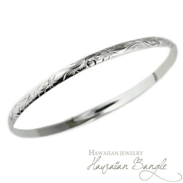 【10%OFF】ブレスレット ハワイアンジュエリー バングル プルメリア レディース シルバー925 SV925 sv925 クローズバングル 彫金 手彫り ハ...