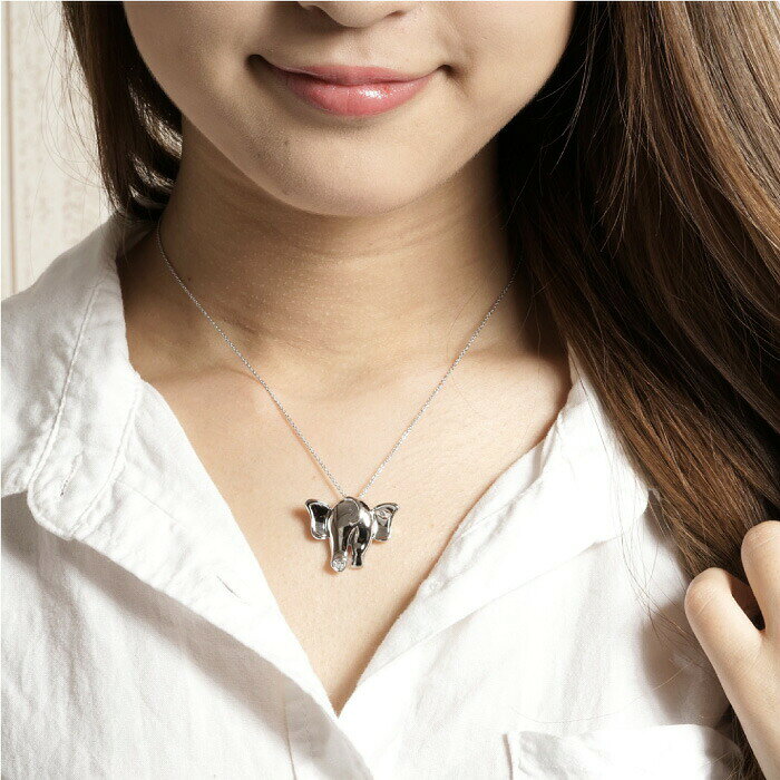 P10倍 ネックレス 象 ゾウ ラッキーモチーフ ダイヤモンド 一粒 プラチナ PT900 ペンダント auc-luire-10045797 luire サンプル画像2
