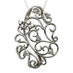 【P10倍 大決算セール】プラチナ900 ダイヤモンド0.14ct 透かし模様 ペンダント 天然ダイヤモンド ギフト 父の日