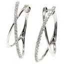 【500円OFFクーポン】ダイヤピアス ダイヤ 0.40ct クロス フープピアス 天然ダイヤモンド 誕生日 k18WG プレゼント ダイヤピアス サマーセール