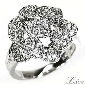 【P10倍 お買い物マラソン】18k k18ゴールド ハート ダイヤリング 花 フラワー 1.00ct ダイヤモンドリング 記念日 誕生日プレゼント 指輪 刻印 k18ゴールド ボーナスセール