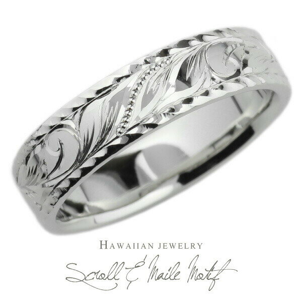 【10%OFF】リング レディース ハワイアンジュエリー 10金 10k スクロール マイレ 波 葉 女性 k10 ゴールド 地金リング 彫金 手彫り彫刻 結婚...