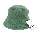 ZARA ザラ バケット ハット フリース グリーン【中古】 レディース