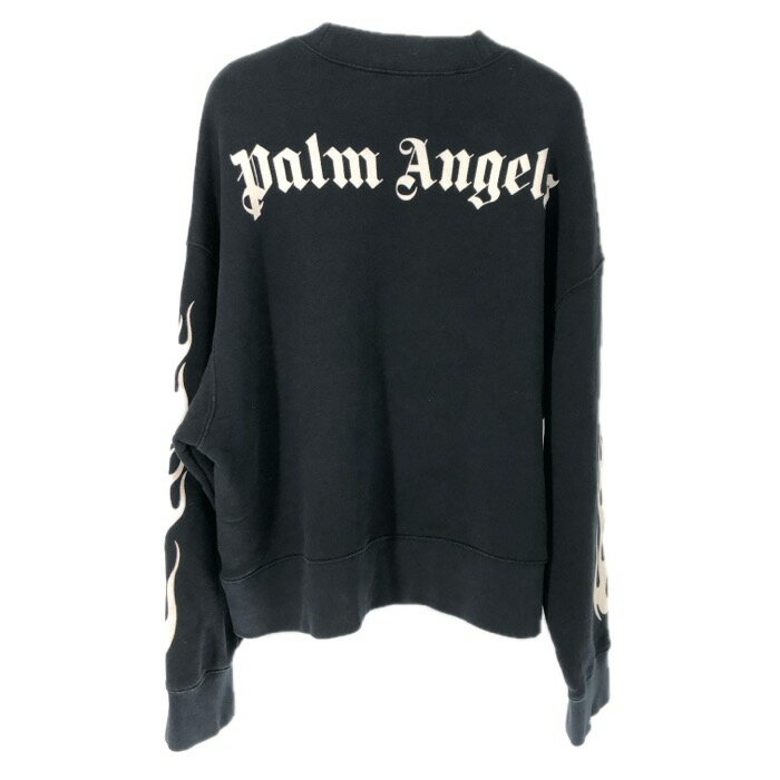 Palm angels パームエンジェルス スカル ファイヤーパターン バックロゴ PMBA026S20631007 スウェット コットン ブラック【中古】 メンズ
