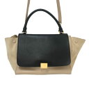 セリーヌ CELINE トラベラーズ 2way ショルダーバッグ ハンドバッグ ベージュ ブラック【中古】