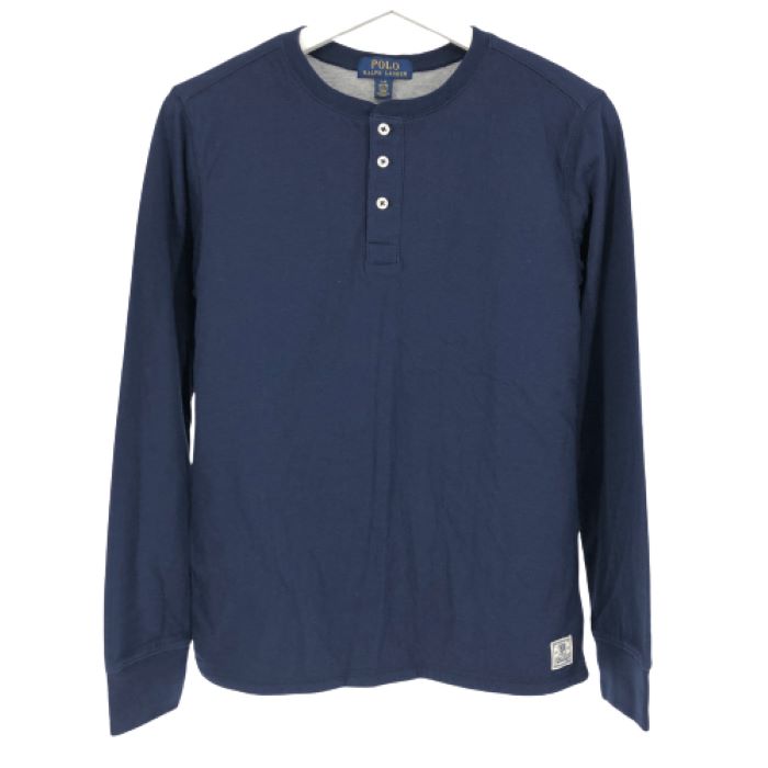 ポロ ラルフローレン POLO RALPH LAUREN ヘンリーネック 長袖Tシャツ ロンT カットソー 男の子 Lサイズ 160相当 ネイビー【中古】【新品同様】【美品】