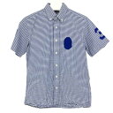 エイプ A BATHING APE 半袖シャツ ボタンダウン ワッペン付き M ブルー チェック柄【中古】【美品】(4)