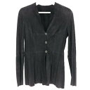 GIORGIO ARMANI ジョルジオアルマーニ レザージャケット 山羊/ゴートレザー ブラック M-Lサイズ相当【中古】 レディース