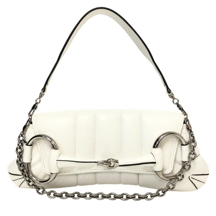 GUCCI グッチ マキシホースビット付き 764255 ショルダーバッグ ハンドバッグ レザー ホワイト【中古】【新品同様】【美品】レディース