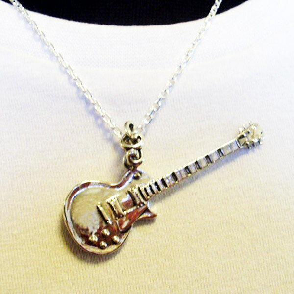 【シルバーネックレスペンダントレスポールモチーフシルバーネックレス】楽器音楽ロックアクセサリー