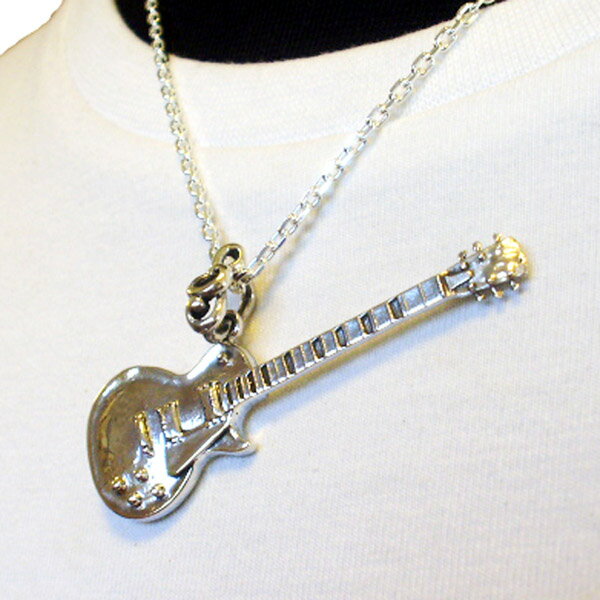 【シルバーネックレスペンダントレスポールモチーフシルバーネックレス】楽器音楽ロックアクセサリー