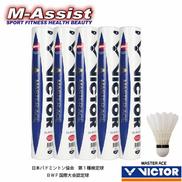 【ポイント2倍】 期間限定祭 お得な5本組 VICTOR MASTER ACE 天然水鳥シャトル＋天然コルク 第一種検定球 BWF公認球 60球 5ダース ビクター マスター エース バドミントン シャトル 水鳥 耐久 飛行安定 タイツ―イン グレードアップ バドミントン祭 エムアシスト