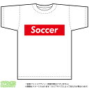 サッカーTシャツ(soccer)ストリート系BOXロゴデザインのドライスポーツTシャツ:白