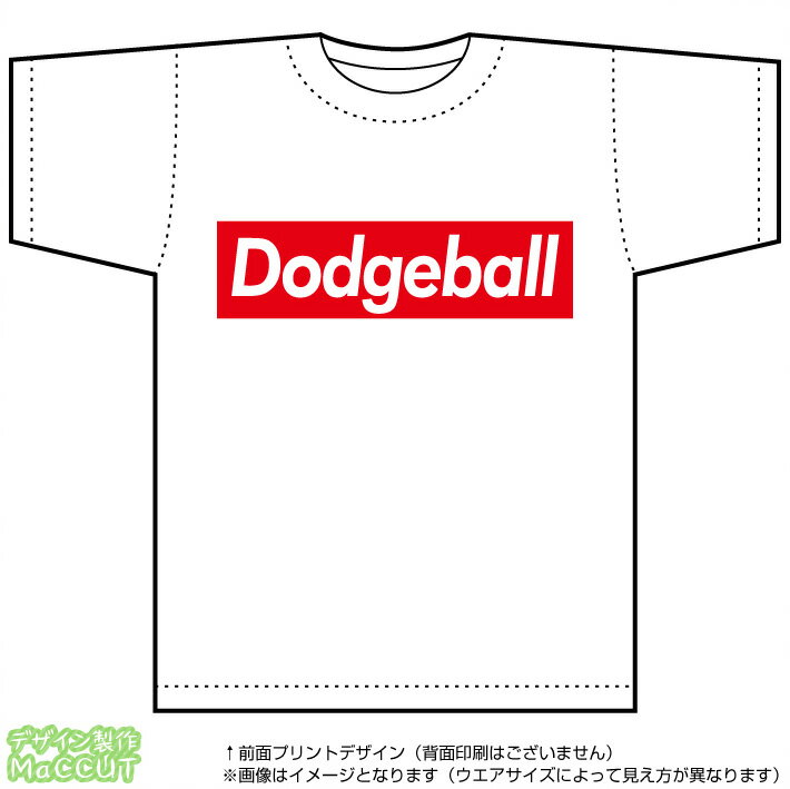 ドッジボールTシャツ(dodgeball)ストリート系BOXロゴデザインのドライスポーツTシャツ：白