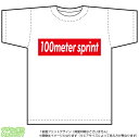 100メートル走Tシャツ(100meter sprint)ストリート系BOXロゴデザインのドライスポーツTシャツ：白