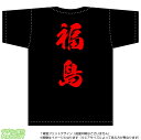 福島ティーシャツ「全国ご当地T-shirt」背面にドカンと目立つ都道府県名入り(綿Tシャツ：ブラック)