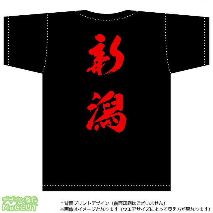 新潟ティーシャツ「全国ご当地T-shirt」背面にドカンと目立つ都道府県名入り(綿Tシャツ：ブラック)