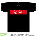 短距離走Tシャツ(sprint)ストリート系BOXロゴデザインの綿Tシャツ：黒