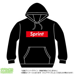 短距離走パーカー(sprint)ストリート系BOXロゴデザインのプルオーバースウェット