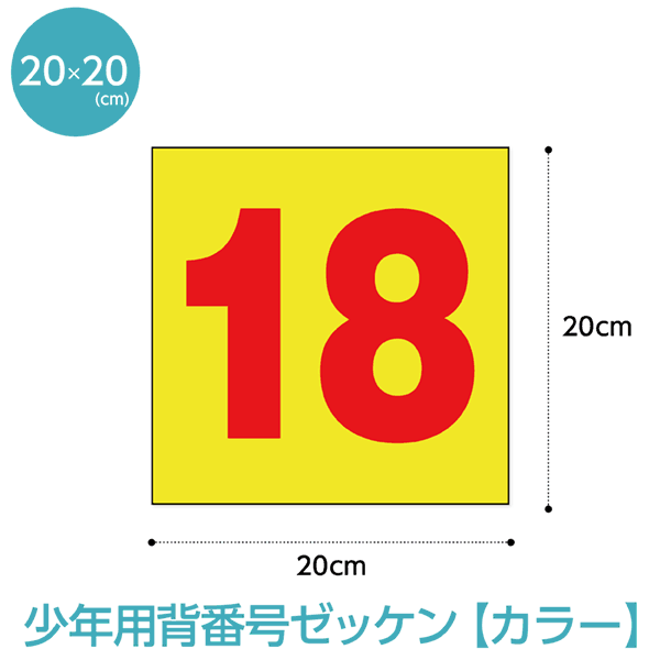 背番号カラーゼッケン少年用(W20cm×H