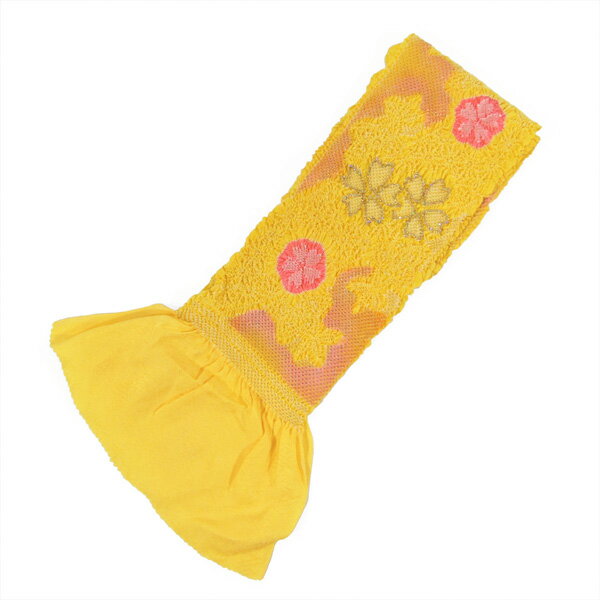 【訳有り】正絹絞り帯揚げ 桜柄黄色 wobs28