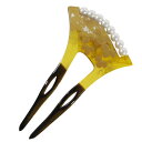 【ネコポス300円可】髪飾り パール付きクリア素材バチ型かんざし adkc02