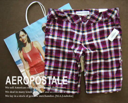 609新品★エアロポステール AEROPOSTALE★ストレッチチェック短パン★赤ピンク★3/4★WOMENS 609新品★エアロポステール AEROPOSTALE★ストレッチチェック短パン★赤ピンク★3/4★WOMENS