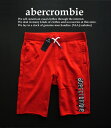 2208新品★アバクロンビー abercrombie★縦ロゴアップリケトレ短パン2401★赤★WOMENS:S/M相当★BOYS