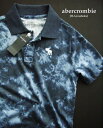 2221-2新品★アバクロンビー abercrombie★胸ロゴ染柄ポロカットソー2802★紺系★BOYS その1