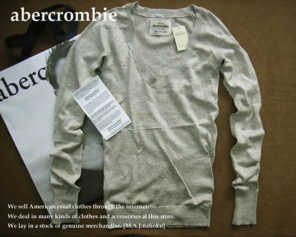 625新品★アバクロンビー abercrombie★ラグランVネックニット★ライトグレー★WOMENS:XXS相当★GIRLS